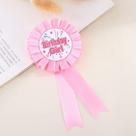 Satin Fabric Birthday Teen Tinplate Badge Pins Birthday Rosette Button Pins Happy Birthday Party Accessory Brooch Pin for Girls Boy Birthday Party Decorations Daughter Son (Girl)