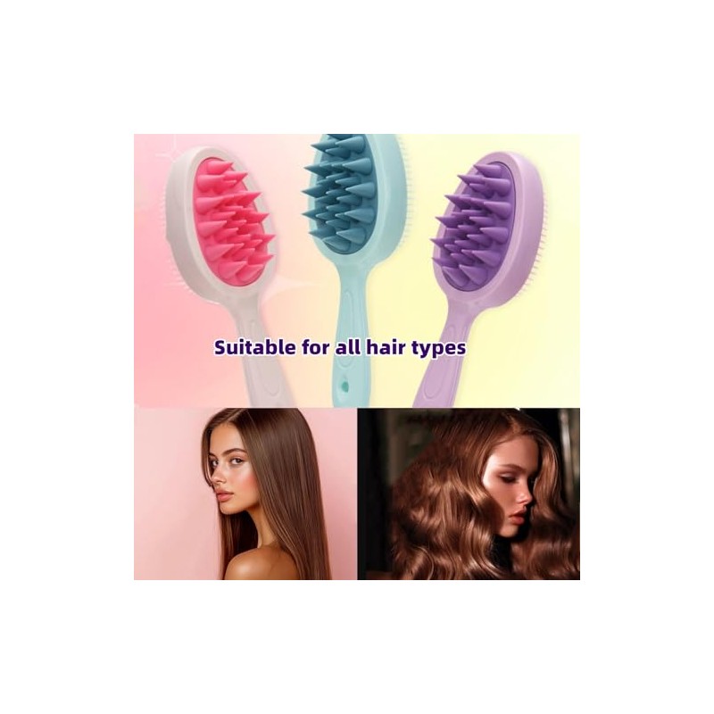 Cepillo de Silicona de Doble Cara para Cabello Húmedo Y