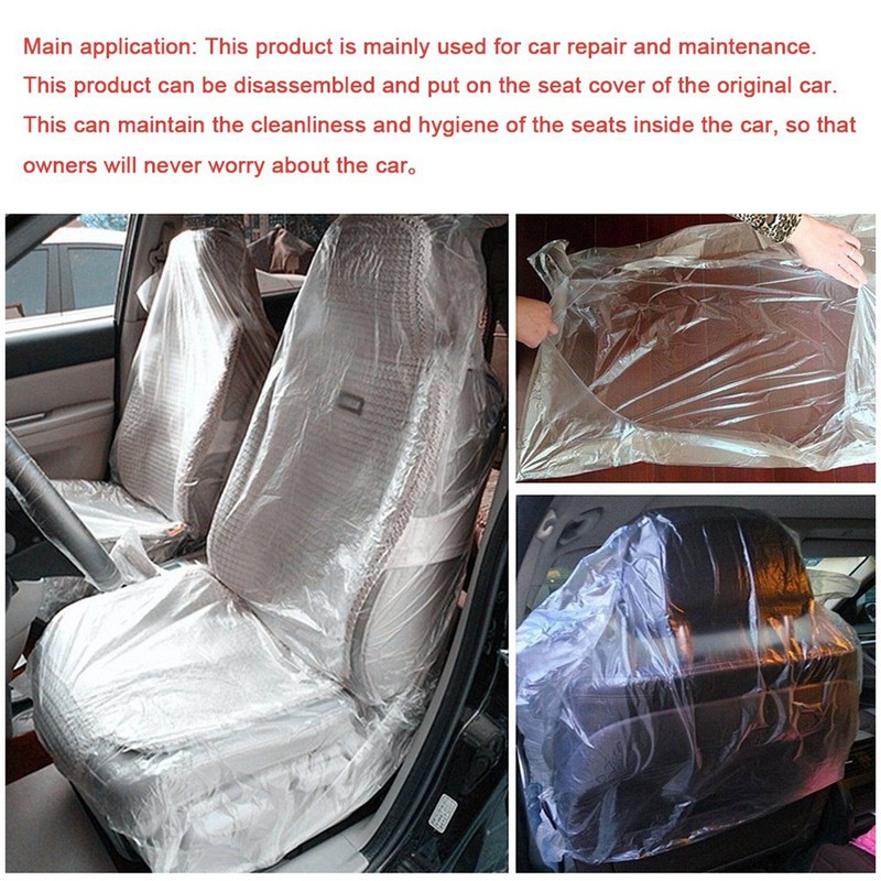 100pcs Disposable Plastic Car Seat Covers Protectors Mechanic Valet Roll