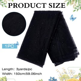 MAYJOYDIY 2.7 m Black Pearls Tulle Lace Fabric 150 cm Pearl Lace Tablecloth Table Runner Net Tulle Wedding Fabric Tulle Decorative Fabric with Pearl for Wedding Dress Bridal Veil Clothing Sewing DIY