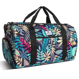 HUA ANGEL Sports Bag Men Women Multifunction with Shoe Compartment and Multi Pocket Waterproof Lightweight Gym Bag for Travel Swimming Yoga Beach Boxing – 25L, Blue Maple Leaves