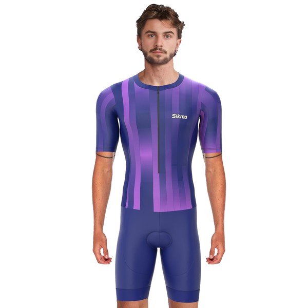 Sikma Men’s Half Sleeve Trisuit Breathable Mesh Triathlon Padded Suit