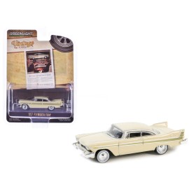 DCD 1957 Plymouth Fury Beige with Gold Metallic Stripes 10 1/64 Diecast Model Car Greenlight Vintage Ad Cars Series