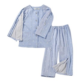 Siomlana Childrens Bedridden Patient Clothes,Disability Clothing with Full Opening on Both Sides,Kids Care Suit,Post Fracture Nursing Aid,Patients Gowns Suitable for Boys and Girls(Blue,150)