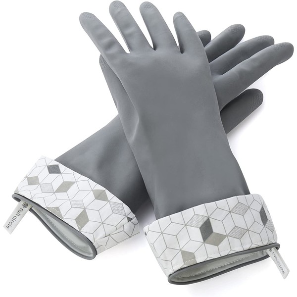 Full Circle, Grey Splash Patrol Natural Latex Cleaning and Dish Gloves, Small/Medium, (1 Pair)