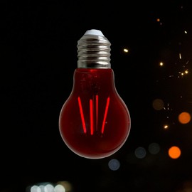 WHFIALUX A19 Edison LED Red Filament Light Bulbs, 4W, Red Colored Glass, E26 Base, Indoor, Outdoor, Porch, Decoration, Party, Holiday, Event Lighting (2 Pack, Red)