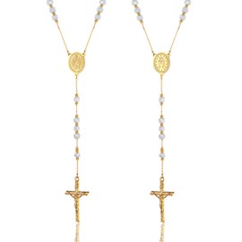 Virgin Mary Necklace Rosary Christian Cross Mens Chain Rosary Beads Rosarios Catolicos Gold Cross Crucifix Necklace Miraculous Jewelry