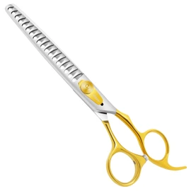 HASHIMOTO Chunkers Dog Grooming Scissors, Dog Shears for Thick Coats, 18 Teeth, 7.0 inch, 70% Thinning Rate for Thick Fur Trimming, Light Weight, Balanced, Designed for Professional Pet Groomers.