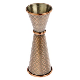 Barfly 1 x 2 oz. Diamond Lattice Etch Japanese Style Jigger, Antique Copper