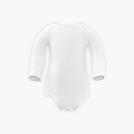 Eczema Baby Bodysuit Helps Moisturise Dry & Irritated Skin, Reduces Itching, Long Sleeves with Foldable Mittens for Unisex Babies Eczema Clothing 24-36 Months White