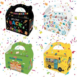 Lyosehy 16PCS Back to School Favor Boxes, Welcome Back School Goodies Boxes Treat Boxes First Day of School Goodie Bags for Kindergarten School Candy Cookies Packaging Decor Supplies