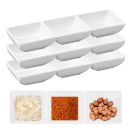 YYBD 4 Pack Stackable Serving Trays 3-Section Appetizer Platter 3-Compartment Snack Serving Dishes Large White Serving Trays Plastic Decorative Dipping Plates for Charcuterie Cookie Snack Dessert BBQ