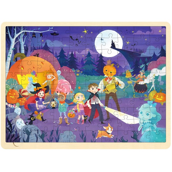 MoinKidz Wooden Puzzles for Kids Ages 3-5, Whimsical Halloween Night