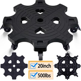 20 Inch Plant Caddy With Wheels - Heavy Duty Outdoor Indoor Rolling Plant Stand With Casters Black Plant Dolly Large Potted Planter Cart For Big Flower Pots Plants Pots, Heart Shaped Garden Pot Mover