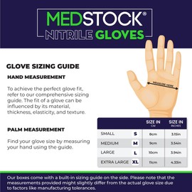 MEDSTOCK Violet Nitrile Gloves, High Medical Grade, Chemical Resist, Disposable, Powder & Latex-Free, Non-Sterile, Textured Fingertips, Beaded Cuff (1 Box/100 pcs, Medium)