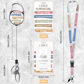 ID Badge Holder with Lanyard, Inspirational Quotes Design Lanyards for ID Badges with Badge Holder and Retractable Clip, Vertical Name Tag Holder for Teacher Student