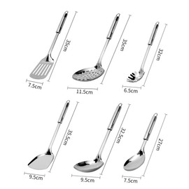 Abcsea 6 Piece Kitchen Utensils Set, Cooking Spoon, Stainless Steel Turner, Kitchen Utensils