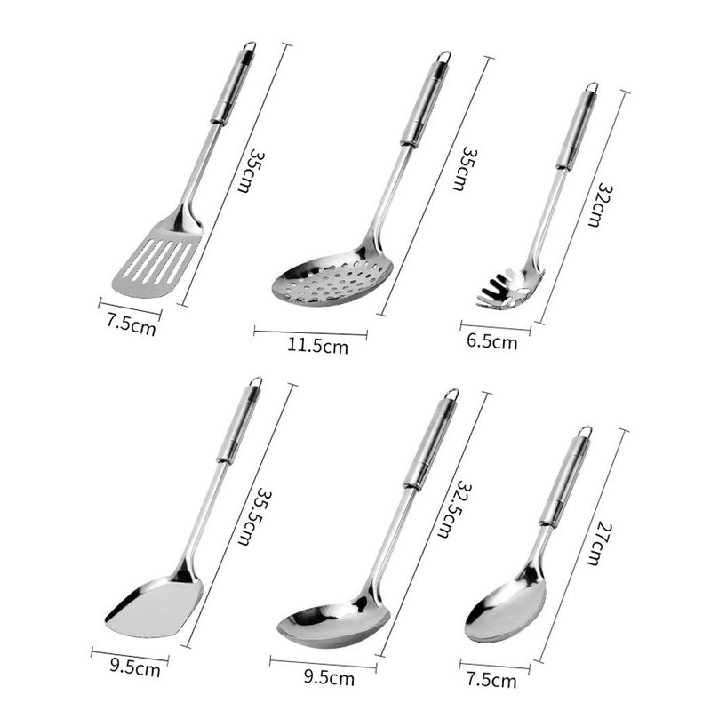 Abcsea 6 Piece Kitchen Utensils Set, Cooking Spoon, Stainless Steel