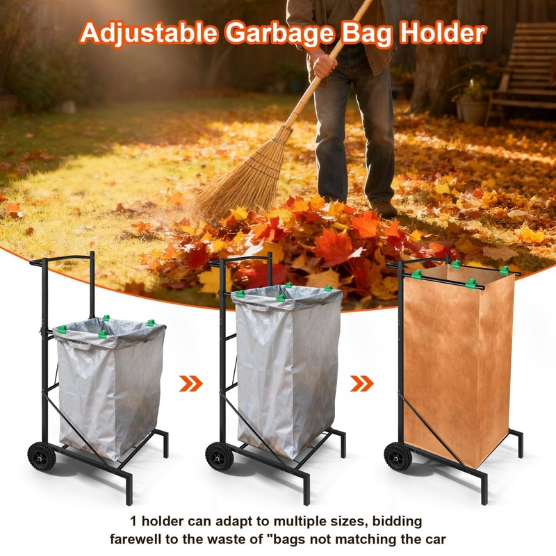 Meyoppm Metal Trash Bag Holder, Adjustable 30-50 Gallon Leaf Bag