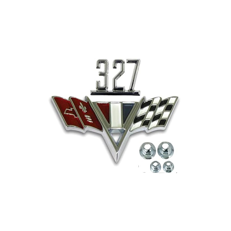 Classic Headquarters Chevy 327 V-Flag Fender Emblem Set