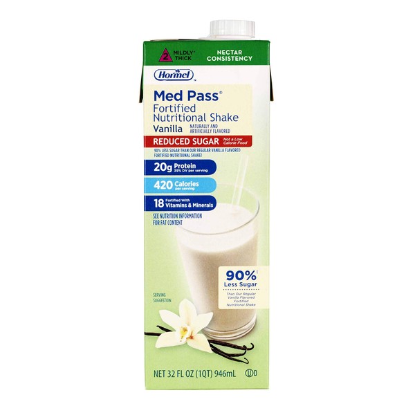 Med Pass Reduced Sugar Vanilla Flavor 32 oz. Carton Ready to Use, 22649 - ONE Carton