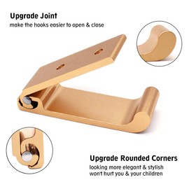 Foldable Wall Hook, Invisible Folding Wall Mount, YOCZOX 4 Pieces Aluminium Wall Mount Hooks, Coat Stand, Clothes Hook, Headphone Holder, Ideal for Kitchen Room etc, Rose Gold