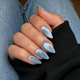 SXVME Uñas Postizas De Gel, Acrílicas, Gruesas, Naturales, Cortas, Con Pegamento, Opacas, Con Purpurina, Para Mujer, Sin Pegamento, 30 Unidades.