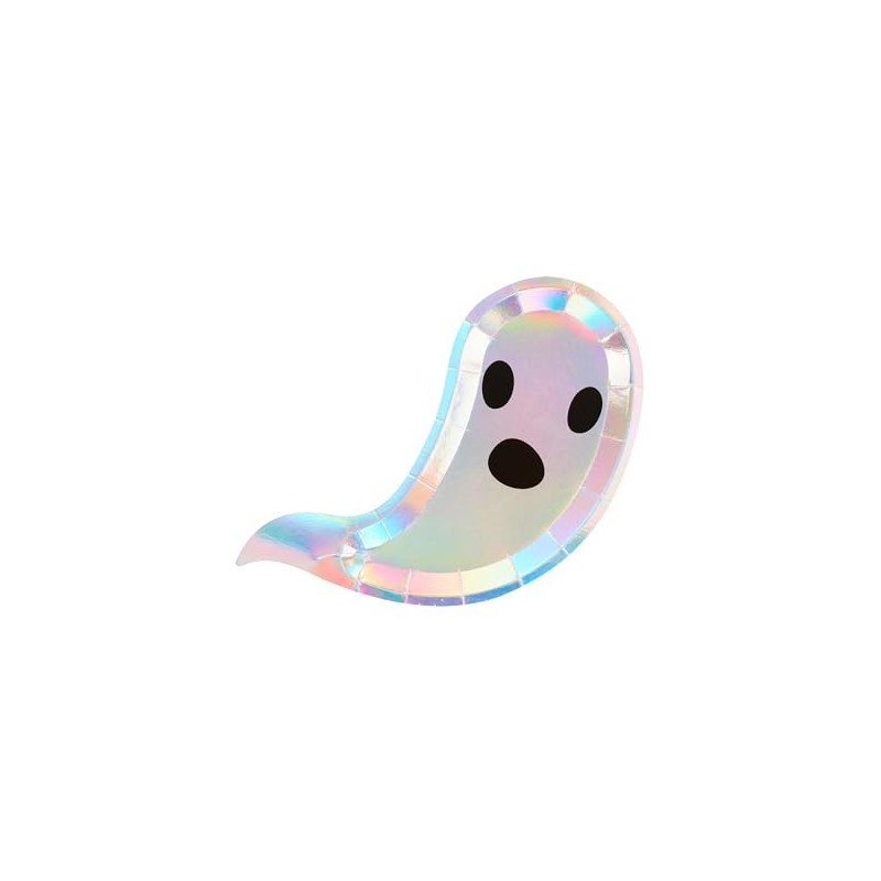 Smiffys 56500 Ghost Tableware, Party Plates x8, Unisex Adult, Multicoloured,