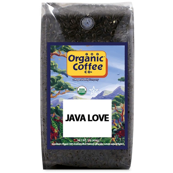 The Organic Coffee Co. Whole Bean Coffee - Java Love (2lb Bag), Medium Roast, USDA Organic