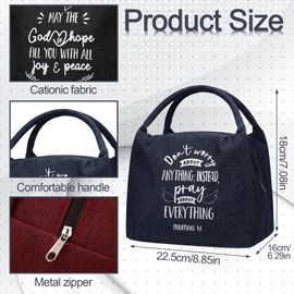 SilTriangle 12 Pcs Christian Lunch Bags Bulk Faith Religious Gifts for Women Reusable Bible Verse Lunch Boxes Baptism Church Gifts Insulated Boxes for Mom Men Women Staff