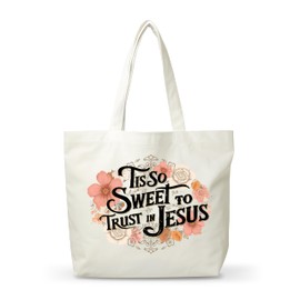 Women Bible Canvas Tote Bag, Religious Christian Inspirational Gifts, Reusable Flower Shopping Tote, Aesthetic Shoulder Bag, Thanksgiving Christmas Gifts For Friends Colleagues -A18