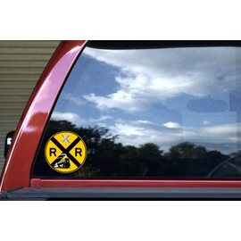StickerTalk Train Railroad Crossing Vinyl Sticker, 5 inches by 5 inches
