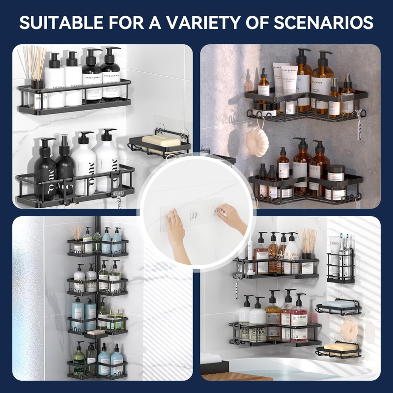 YASONIC 2-Pack Shower Caddy Adhesive Replacement - Transparent Waterproof Strips