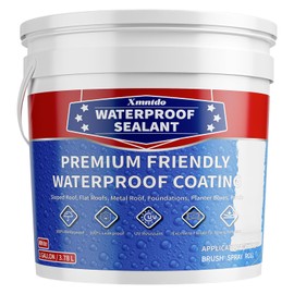 Xmntdo Polyurethane Waterproof Coating, 1 Gallon, White Waterproof Sealant for Roof, Concrete, Wall, Multi-Surface Leak Repair Coating, Durable Water-Based Rubber Sealant Indoor & Outdoor