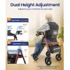 VOCIC Foldable Rollator Walker Seniors Padded Seat Backrest 8" Wheel