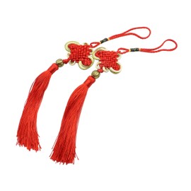 LBY Chinese Tassel Chinese Knot, Red Handmade Tassels Chinese Knots Band Beads, Lucky Knots to Attract Wealth Good Fortune and Health,for Door and Car Handing Decoration,5pcs