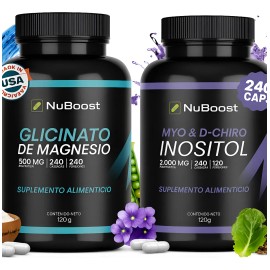 Kit Inositol Myo D Chiro Y Glicinato De Magnesio Nuboost Sin Sabor                                                                                    