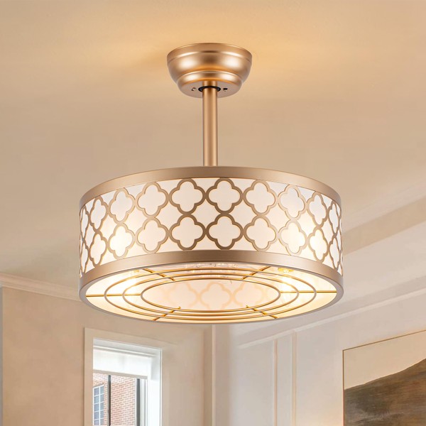 Chords Attic Gold Fandelier Ceiling Fans with Lights, Boho Caged