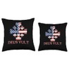 Catholic Knight Templar Crusader Cross American Flag Throw Pillow