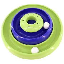 Coastal Pet Turbo Catnip Hurricane Cat Toy - Interactive Double Cat Toy Ball Track - for Cats and Kittens - Green and Blue - 16"