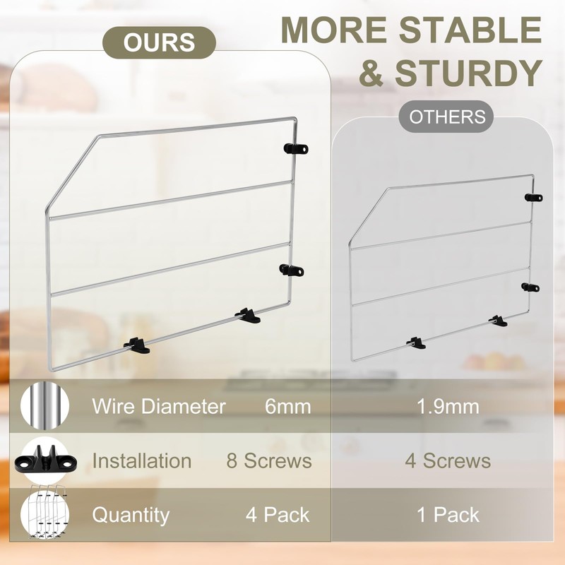 Blulu 4 Pcs Baking Sheet Organizer Tray Dividers for Cabinets