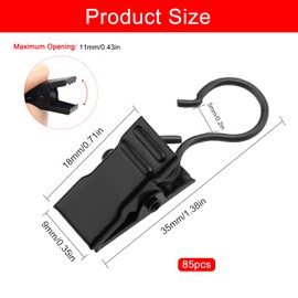 YIXISI Pack of 50 Stainless Steel Curtain Clips Metal Hanging Hooks, Curtain Clips with Hooks, Shower Curtain Hooks Clips, Curtain Clips for Bedroom, Bathroom, Home Decoration, Silver