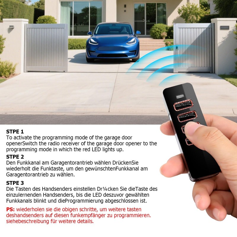 868MHZ Remote Control Garage Opener 4 Channel Handheld Transmitter Pack