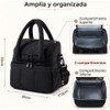 Lonchera Térmica para Mujer, Bolsa de Almuerzo de 2 Compartimentos,Negra