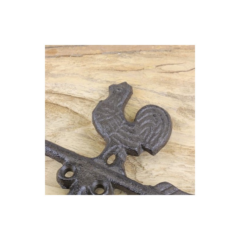 Macosa CE6Y4561 Wall Hook Rooster Brown Metal 12 cm Coat