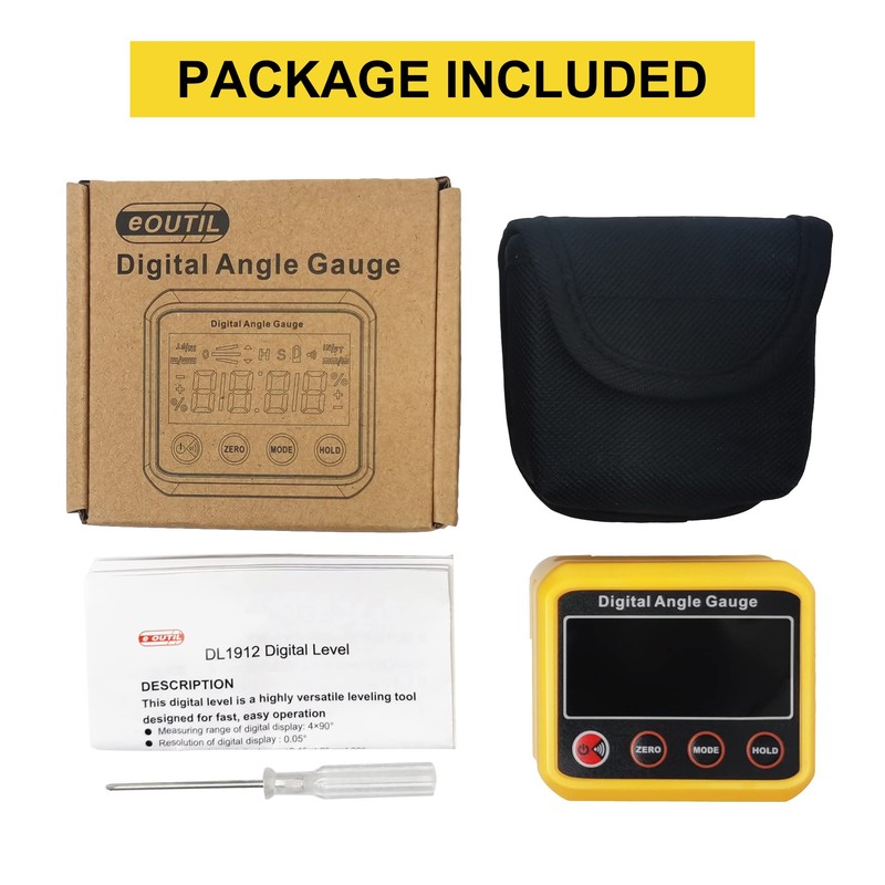 Angle Gauge, eOUTIL Digital Protractor/Inclinometer/Angle Finder with V-Groove Magnetic Base