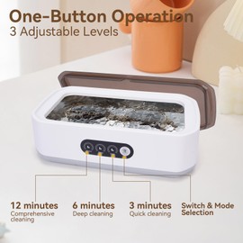 IGUGI Ultraschallreinigungsgerät Brille 49000HZ,Brillenreinigungsgerät mit 3 Zeitfunktionen und Digitalanzeige,Ultraschallreiniger für Brillen,Münzen,Fingerringe,Zahnersatz