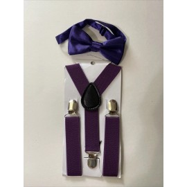 Beyond Purple Suspender and Bow Tie Set for Baby Toddler Kids Boys Girls (USA Seller)