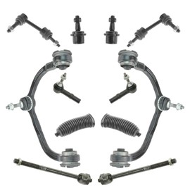 Front Steering & Suspension Kit Ball Joint Control Arm with Ball Joint Steering Rack & Pinion Bellow Sway Bar Stabilizer Link Tie Rod Compatible with 2003-2004 Ford Expedition