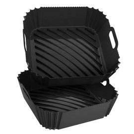 Large Silicone Air Fryer Liners Square 5-9 QT, 7.9 Inch Airfryer Liners Reusable 2 Pack Air Fryer Silicone Liners Pot Oven Liner Baking Tray, Air Fryer Basket Silicone Mat Bowl Air Fryer Accessories